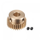 Pinion Gear Set, Brass Motor Rack Straight Spur Gear with Step, 0.5 Mod 30T 5mm Bore 16mm Outer Dia, M3 Set Screws Included