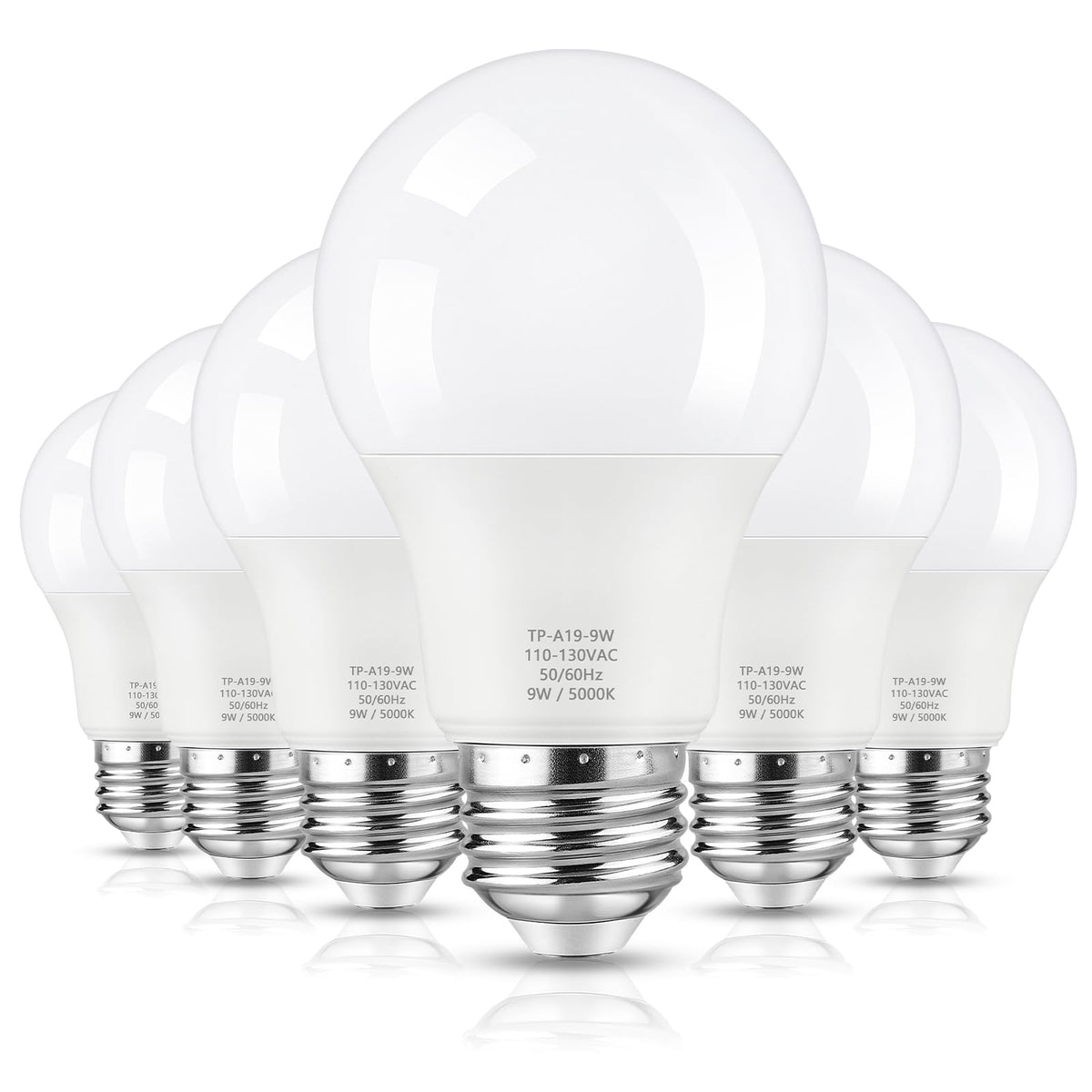 LänkMejor A19 LED-lampor, 60W ekvivalent 5000K dagljusvit 6-packs