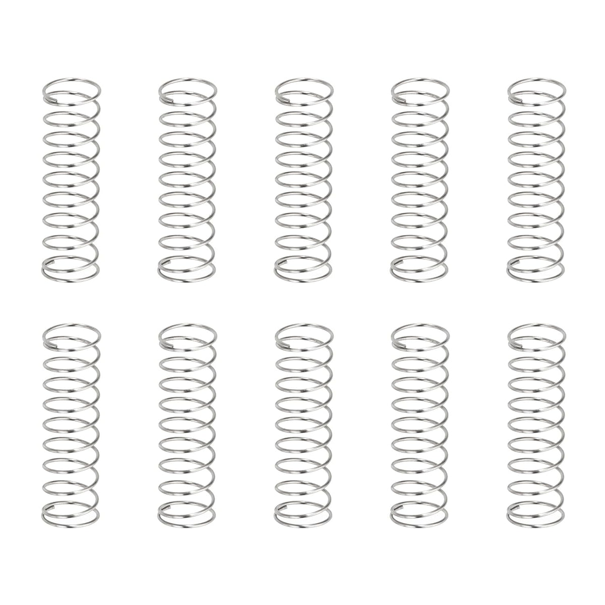 10Pcs Compression Springs, 0.2mm Wire Diameter x 3mm OD x 10mm Length 304 Stainless Steel Extension Spring Ballpoint Pen Pressure Springs for Shop Home Repairs, Silver