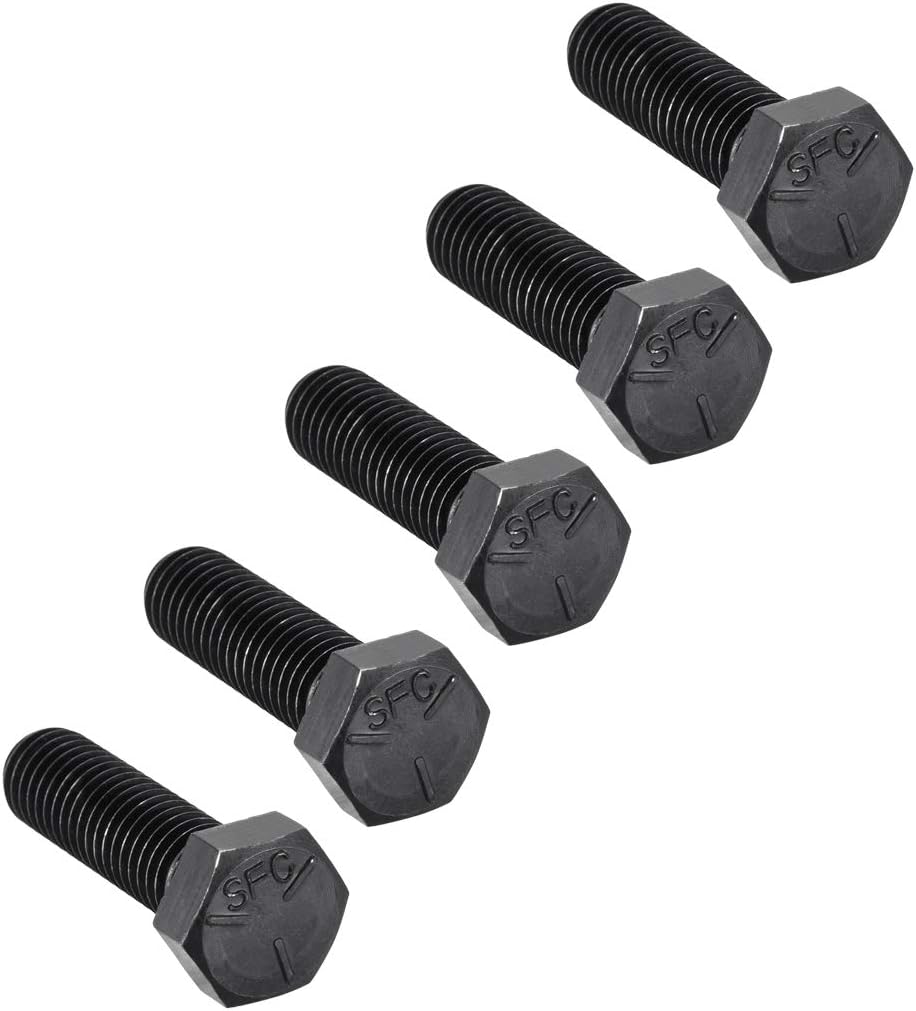 1/2''-13 * 1-3/4'' Hex Head Screw Bolts Fastener Grade 5 UNC Carbon Steel Black 5pcs