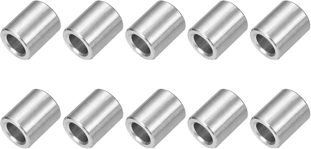 10 Pcs Stainless Steel Spacers, 6mm ID x 10mm OD x 12mmL 304 Stainless Steel Bushing Screw Standoff Unthreaded Round Spacer for 1/4" or M6 Screws Bolts Nuts