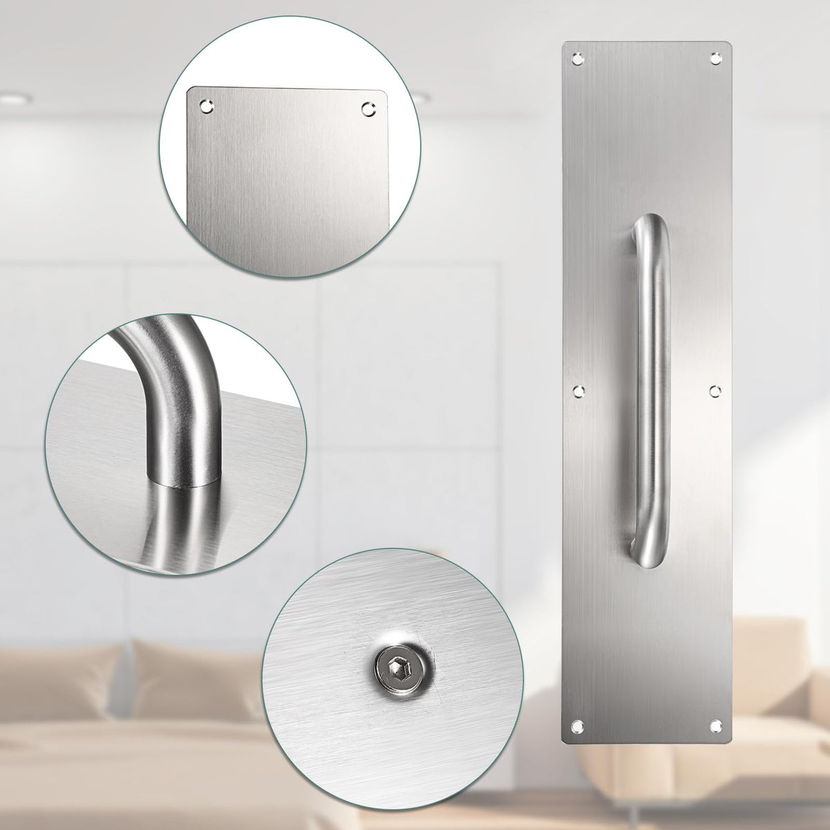 LinkMejor 2 Set 16" Stainless Steel Door Handle Pull Push Plate Handle, Silver