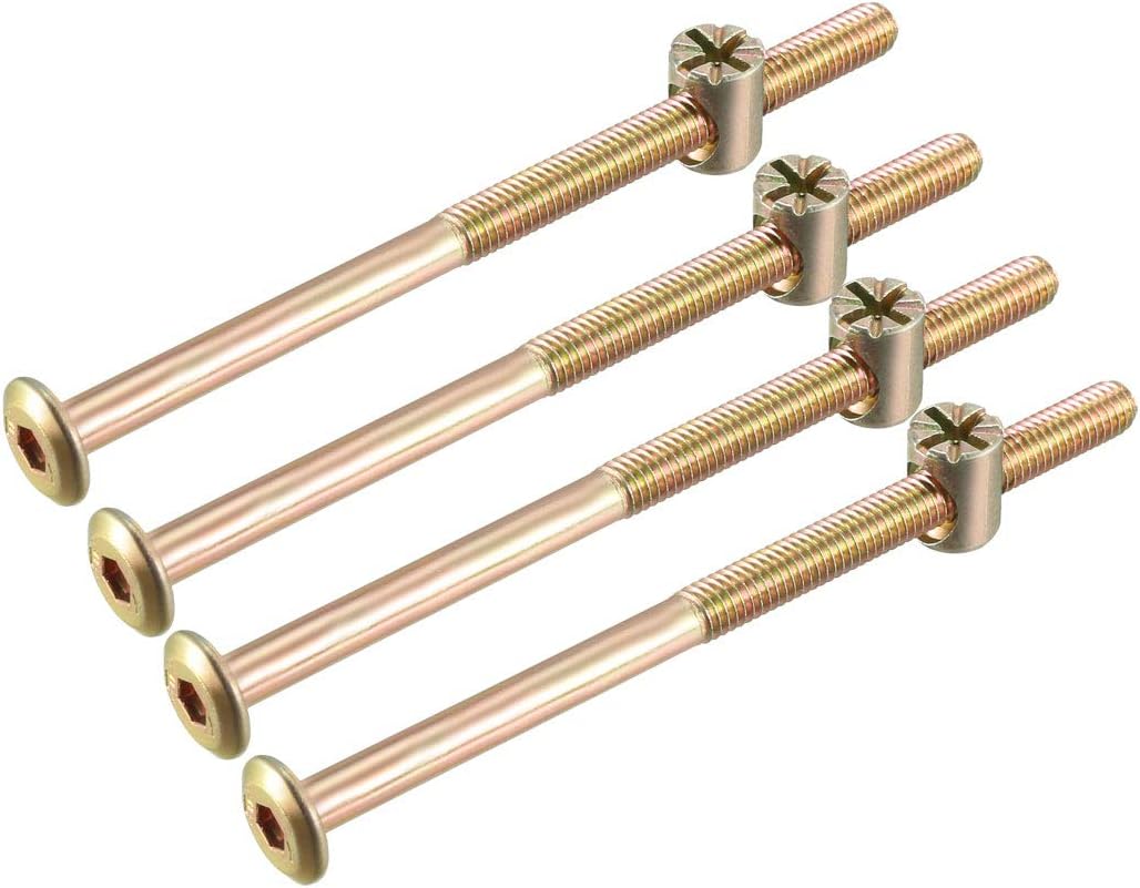 M6x100mm Furniture Bolt Nut Set Hex Socket Screw 50mm Thread Length with Barrel Nuts for Beds Headboards Chairs 4 Sets