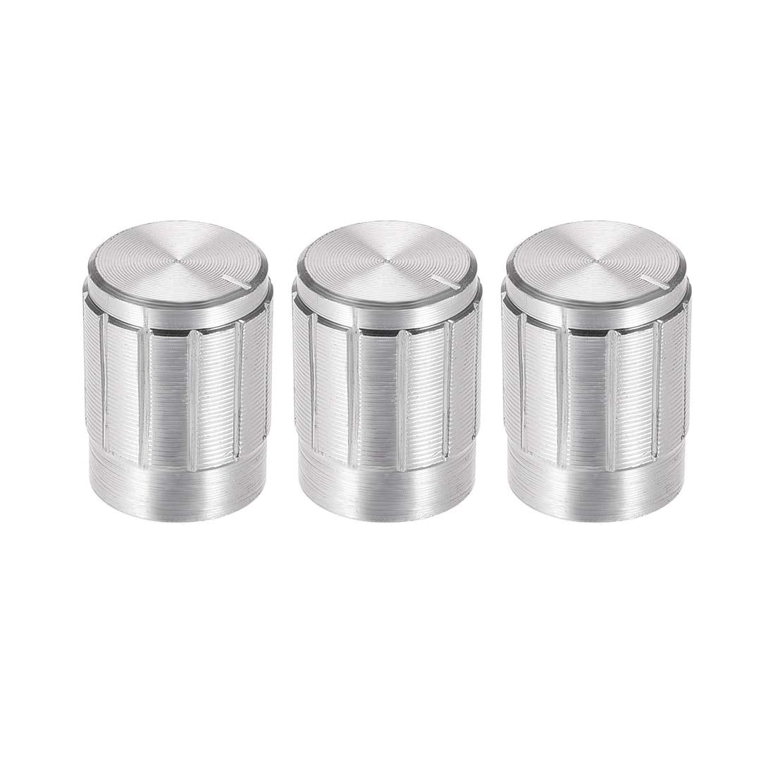3pcs Potentiometer Knob Cover Cap Silver Tone Aluminum 6mm Shaft Dia. Rotary Knob 13mm Dia. X 17mm Height Volume Control Knob