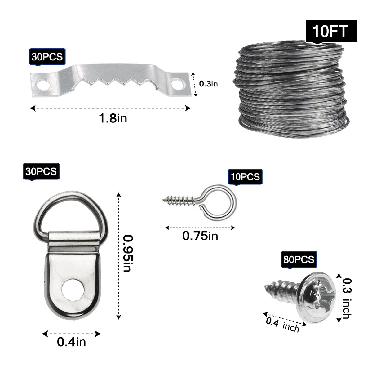 Picture Hanging Wire Kit D Rings Picture Hardware with Screws