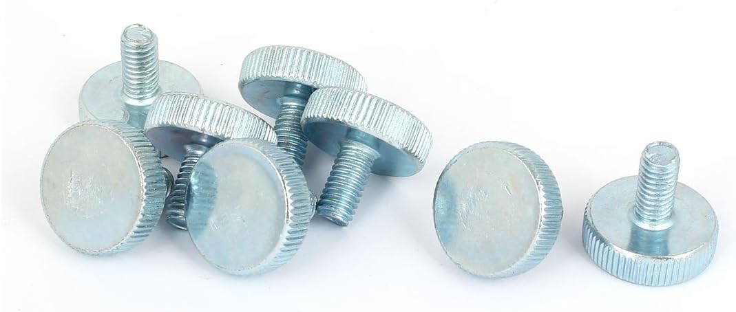 M6x12mm Thread Carbon Steel Knurled Round Head Thumb Screws 8pcs