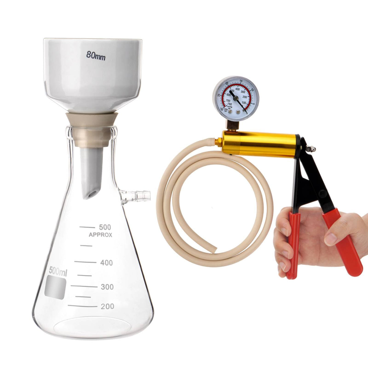 LinkMejor 500mL Buchner sildefiltreringskit med vacuumpumpe
