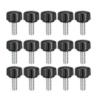 M5 x 15mm Metric Male Thread Knurled Clamping Knobs Grip Thumb Screw on Type Plastic Threaded Hand Bolt Knobs Black 15 Pcs