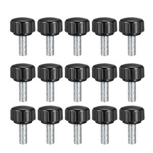 M5 x 15mm Metric Male Thread Knurled Clamping Knobs Grip Thumb Screw on Type Plastic Threaded Hand Bolt Knobs Black 15 Pcs