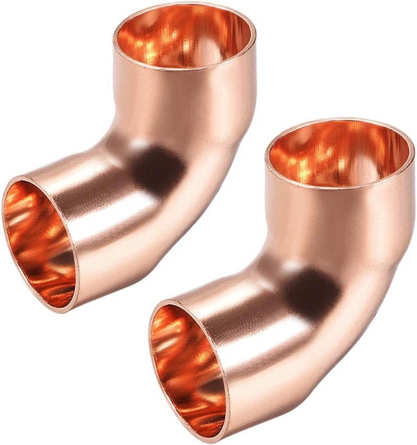 3/4-inch(19mm) ID 1mm Wall Thickness 90 Degree Copper Elbow Short-Turn Copper Pipe Fitting Conector for Plumbing 2pcs