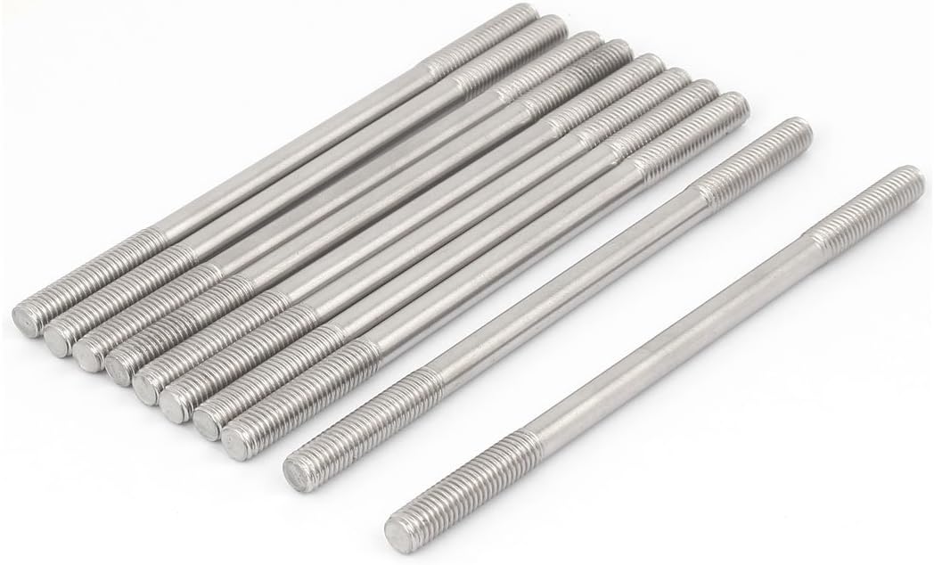 M8 x 150mm Tight Adjustable Push Double End Thread Stud Teeth Rod 10pcs