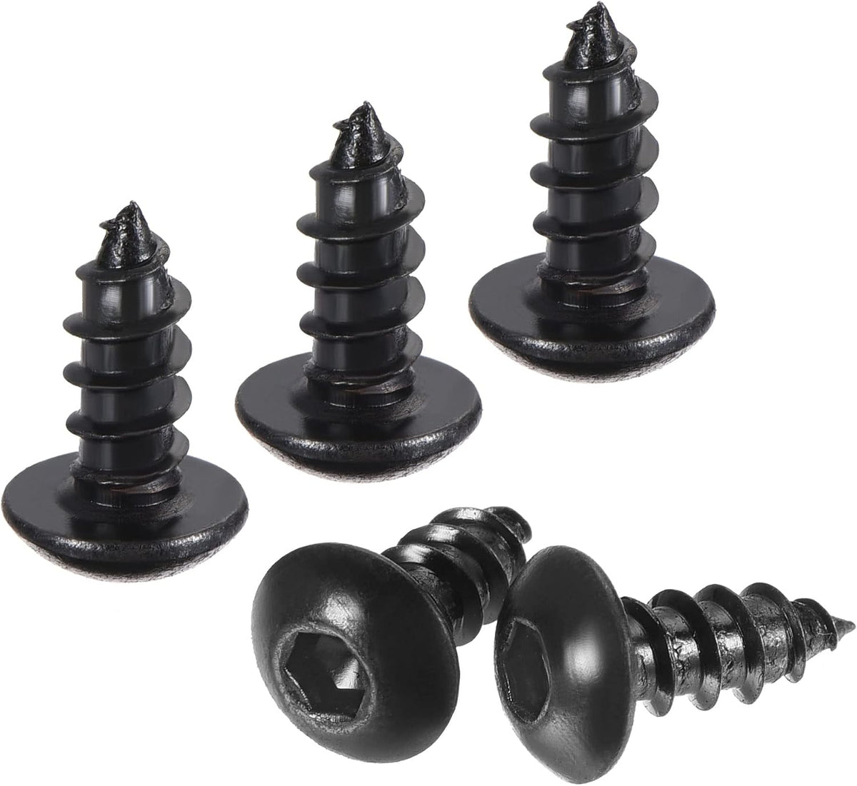 Hex Socket Self Tapping Screws, M4 x 10mm Carbon Steel Wood Screw 100pcs