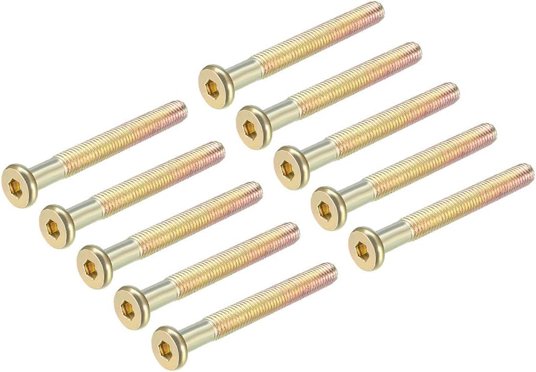 M8x70mm Furniture Screw Hex Socket Machine Screws Zinc Plated Fasteners Bolts Half Thread Carbon Steel 10Pcs