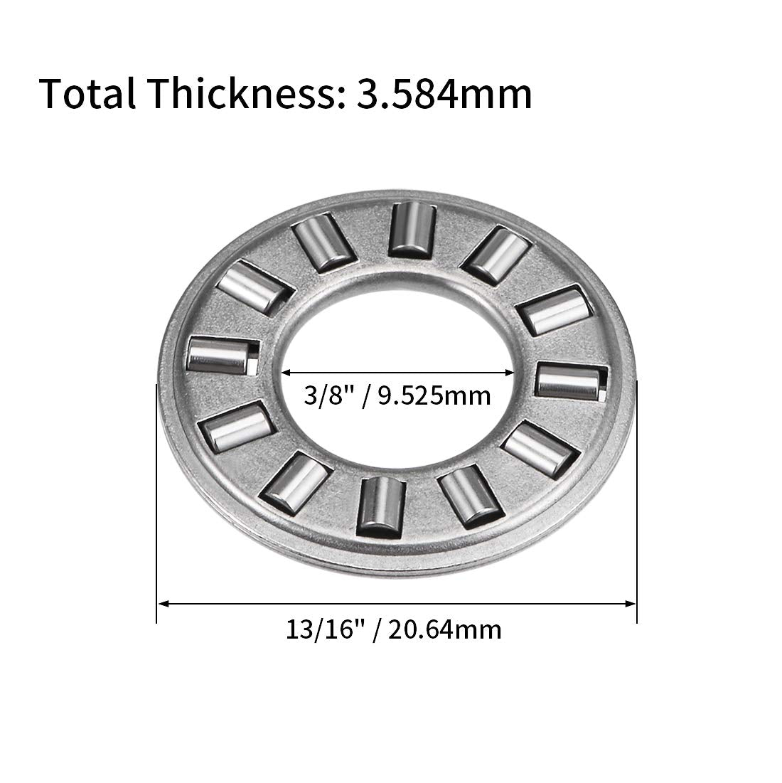 LinkMejor TC512 Thrust Needle Roller Bearings with Washers 5/16" Bore 3/4" OD 5/64" Width 3pcs