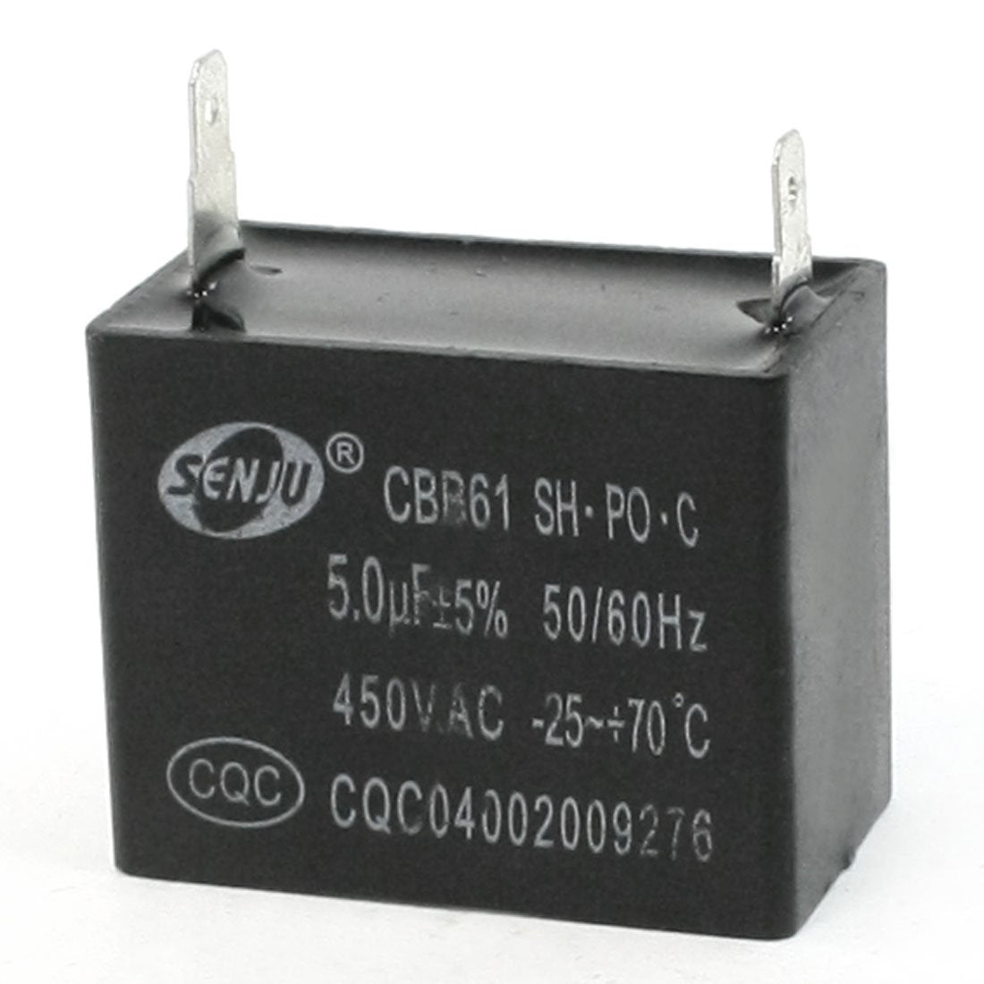 Cbb61 5Uf AC 450V 2-Terminal Rectangle Motor Capacitor 50/60Hz