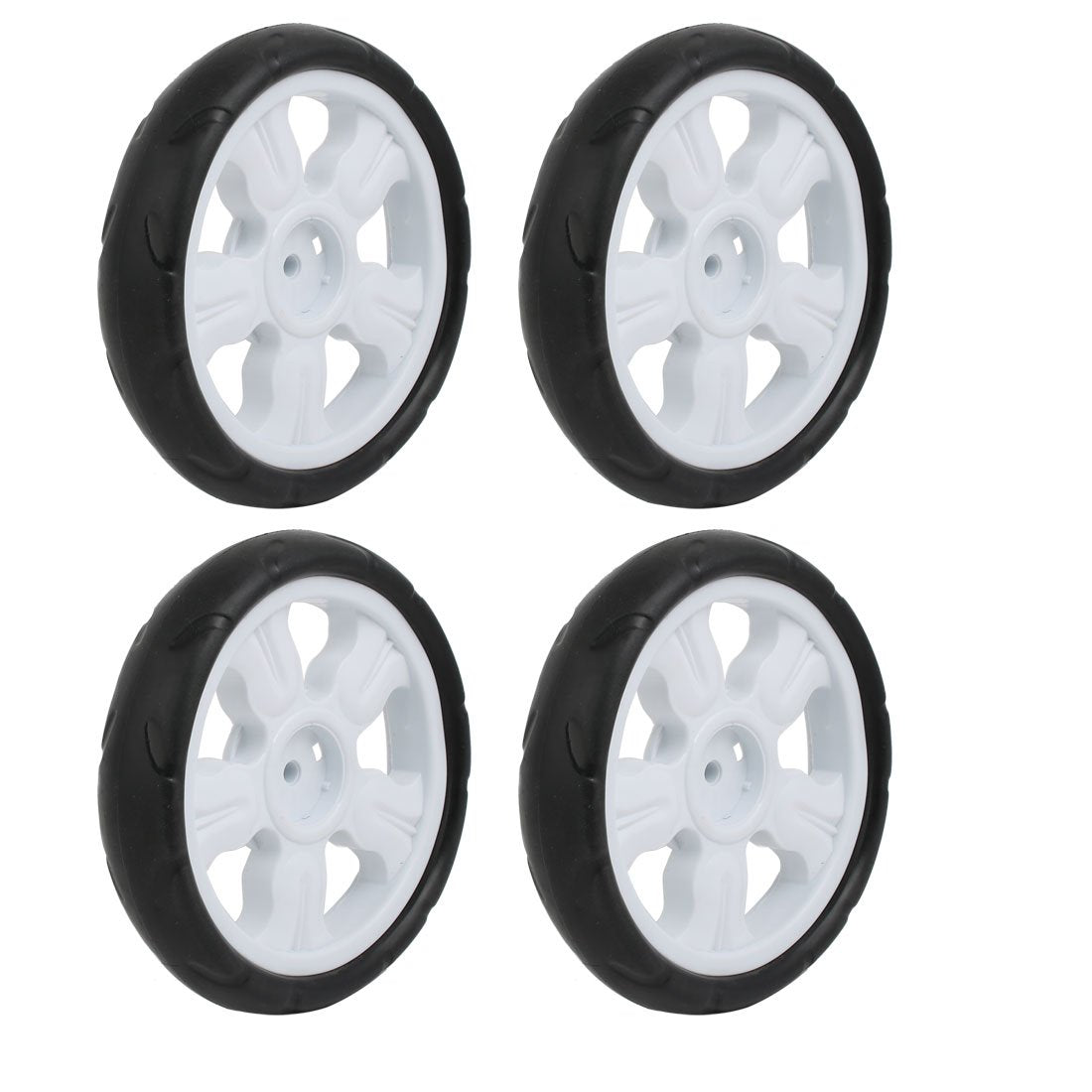4pcs 190mm Dia Plastic Single Wheel Pulley Rolling Roller White 8x24mm