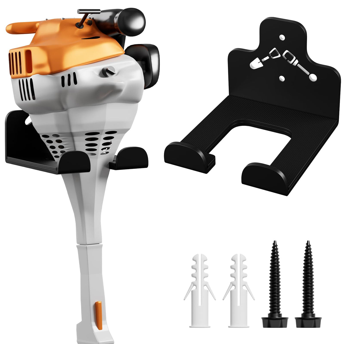 Garaj Organizatörü Trimmer Raflı Duvar Montajı, Weedeater Askısı, Siyah, 1 Paket