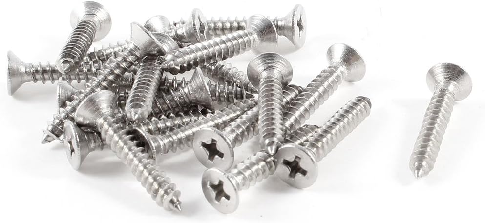 25mm x 4mm Thread Diameter Stainless Steel Crosshead Self Tapping Screw 20Pcs