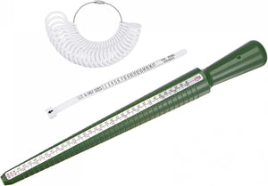 Ring Sizer Measuring Tool Set with White Finger Size Gauge, Four Size Ring Stick Mandrel and ABS Reusable Rings Size US 0-13 White