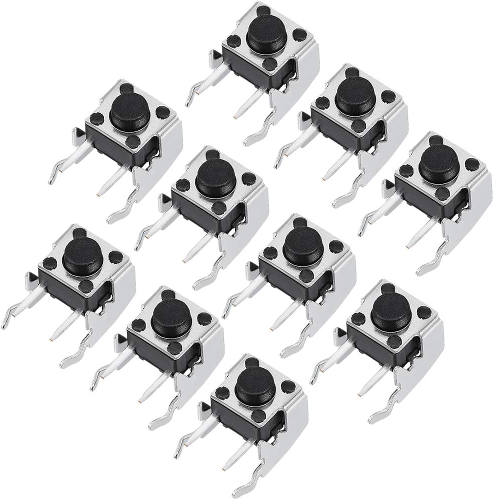 10Pcs Momentary PCB Side Fixed Bracket Pushbutton Push Button Tact Tactile Switch DIP 2 Terminals 6x6x5mm
