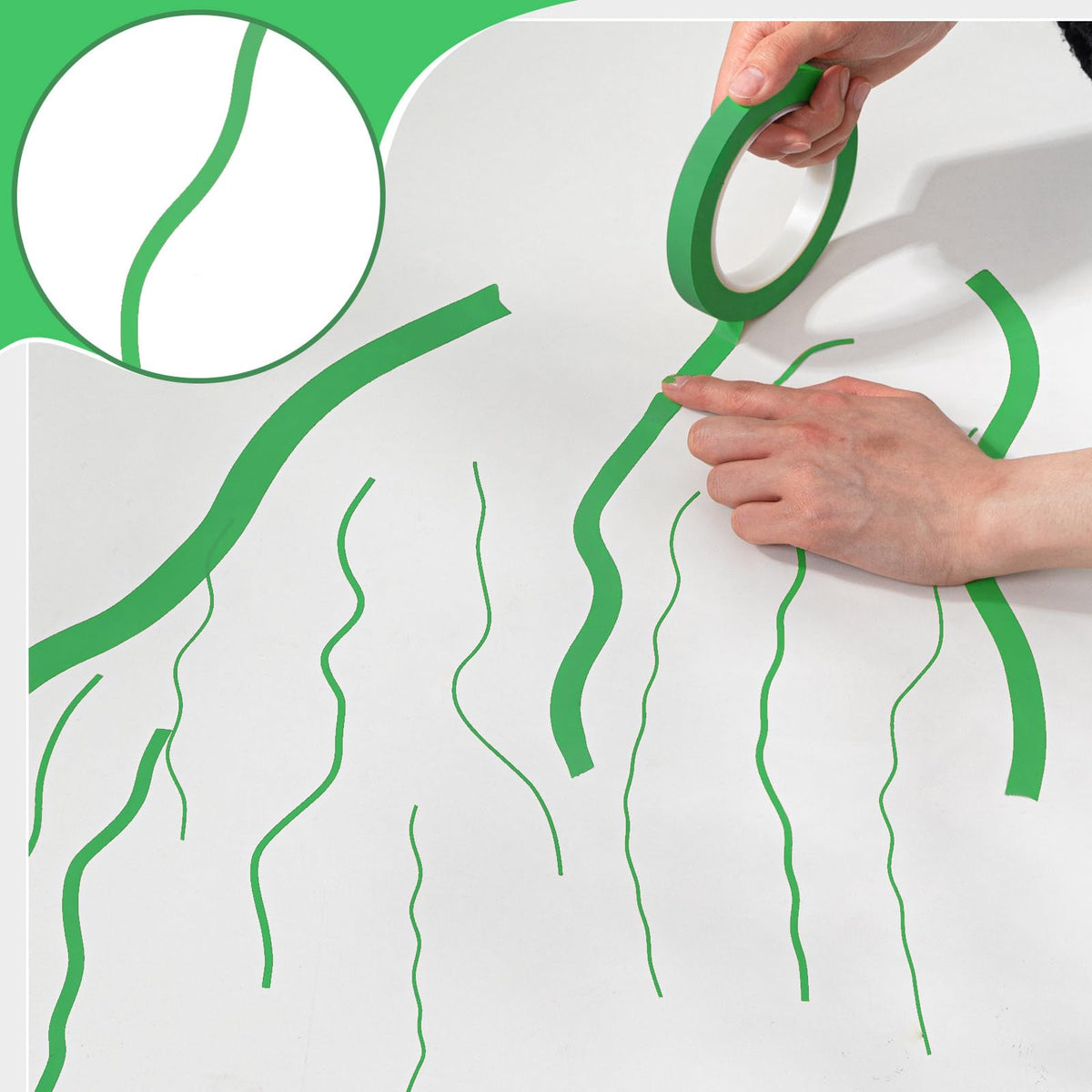 LinkMejor 10 Rolls Pinstripe Tapes Vinyl Thin,Green,Mixed