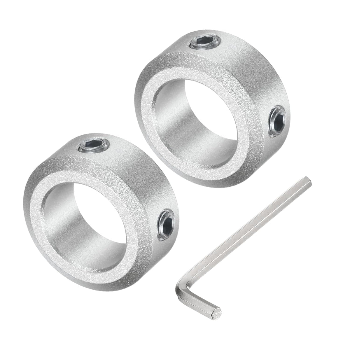 Set Screw Shaft Collar for 15mm Shaft, 2pcs Clamping Collars 24mm OD, 10mm Thickness, Aluminum Alloy Clamp-On Collar with M5 Set Screws and a Wrench