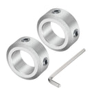 Set Screw Shaft Collar for 15mm Shaft, 2pcs Clamping Collars 24mm OD, 10mm Thickness, Aluminum Alloy Clamp-On Collar with M5 Set Screws and a Wrench