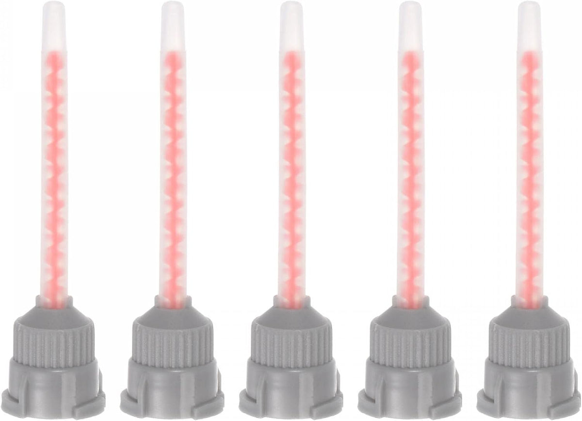 5 Pcs Epoxy Tubes Static Mixer, 2.87-inch Plastic Resin Mixing Nozzle Knob Buckle for AB Glue Adhesive Gun Applicator 50ml Cartridges, Orange, Gray