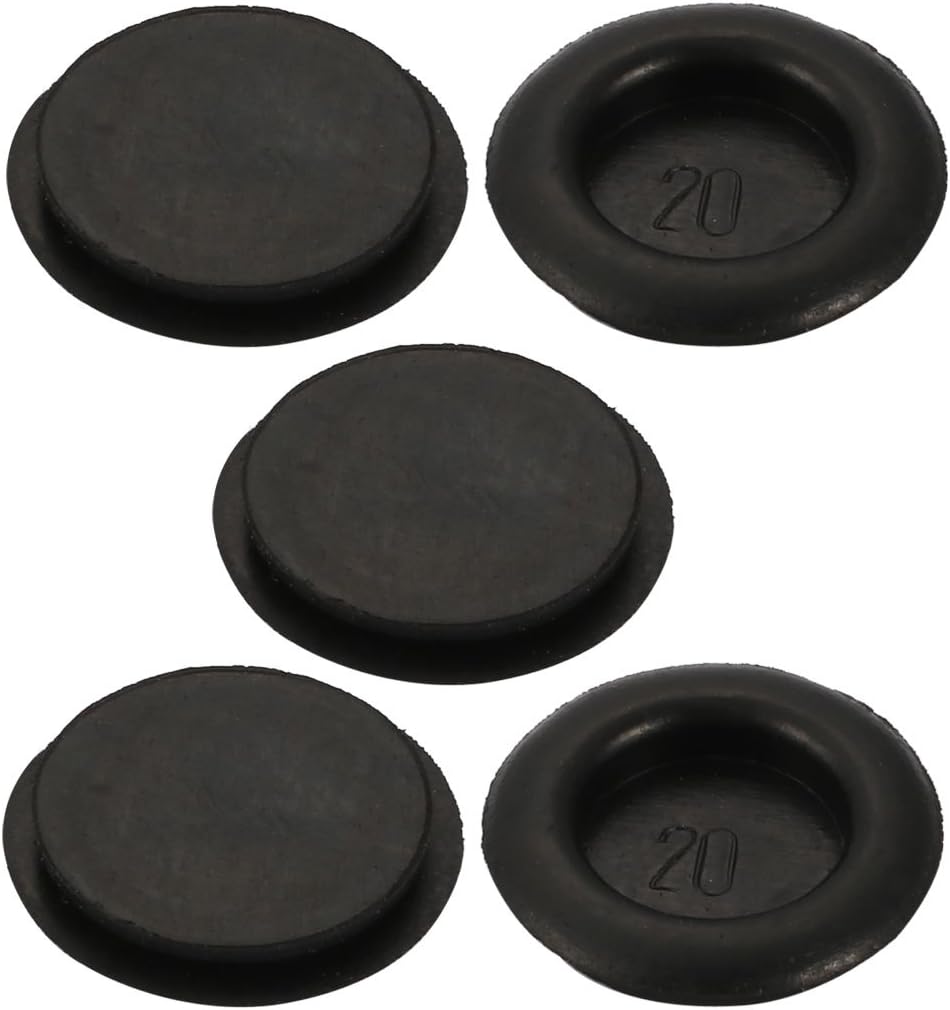 5pcs Wire Protective Grommets Black Rubber 20mm Dia Single Side Grommets