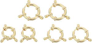 Spring Ring Clasps, 6Pcs 12/16/18mm Stainless Steel Round Close Spring Ring Clasps Connectors for DIY Necklace Bracelets Jewelry Making, Gold Tone
