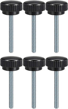 6pcs Knurled Clamping Knobs M8 x 60mm Metric Zinc Plated Carbon Steel Male Thread Thumb Screw on Type 25mm Plastic Round Head Threaded Hand Bolt Stud Knobs Black