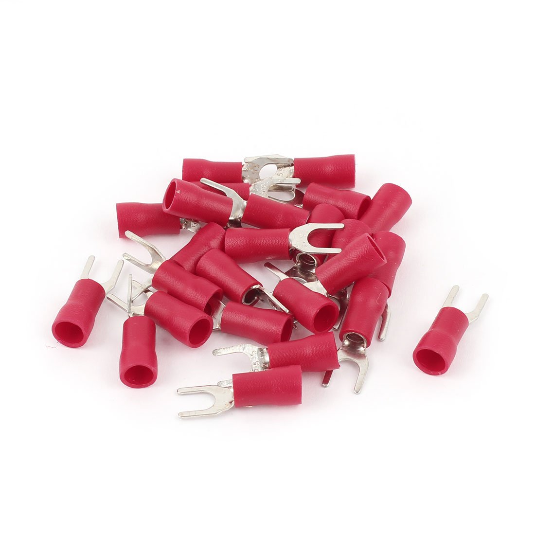 200 Pieces Metal Non-Insulated Fork Spade Terminals SNB1.25-5 AWG 22-16
