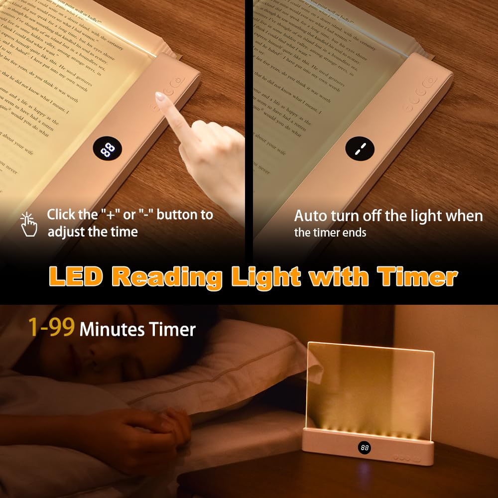 Lumină de citit LED reîncărcabilă pentru citit în pat noaptea, Flat Book Light