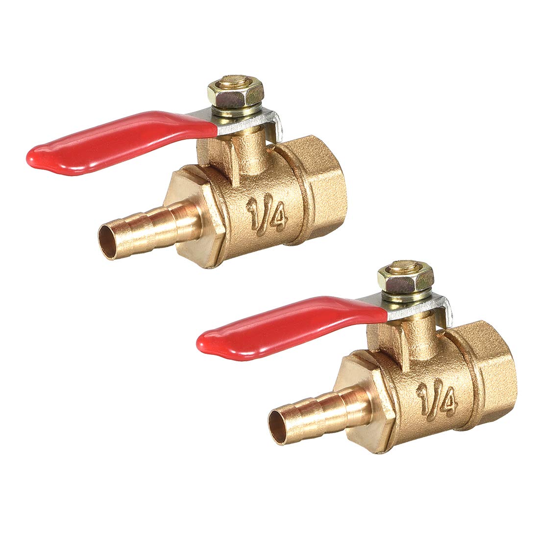 Brass Air Ball Valve Shut-off Switch G1/4 Female to 1/4" Hose Barb Pipe Tubing Fitting Coupler 180 Degree Operation Handle 2Pcs