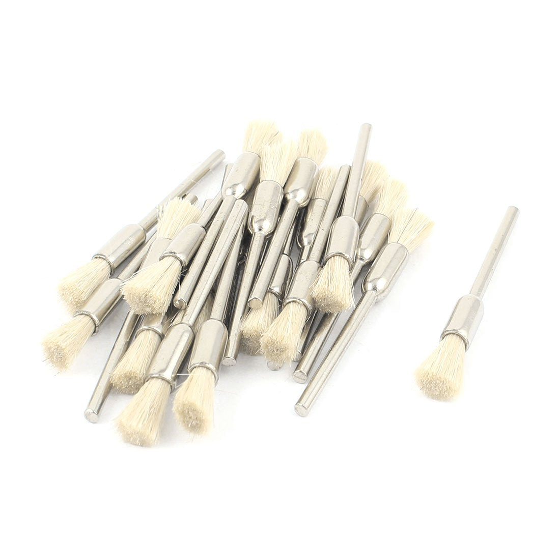 22 Pcs 2.3mm Mandrel White Bristle Pen Polishing Brush Rotary Tool