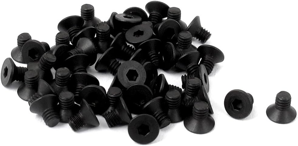 M2.5x4mm 10.9 Carbon Steel Countersunk Head Hex Socket Screw 50pcs