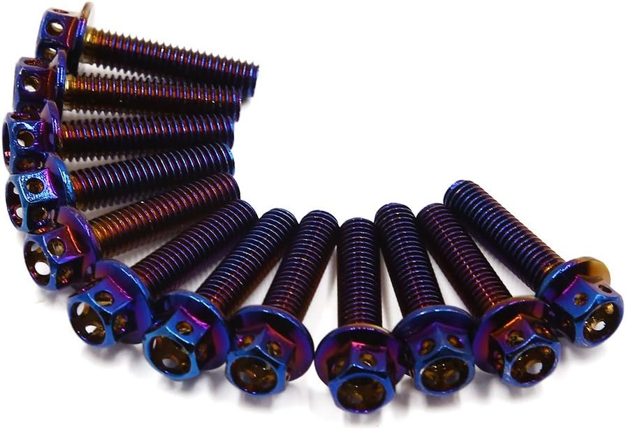 12pcs Colorful M6 Motorcycle Titanium Alloy Fairing Bolts Fastener Clips Screws