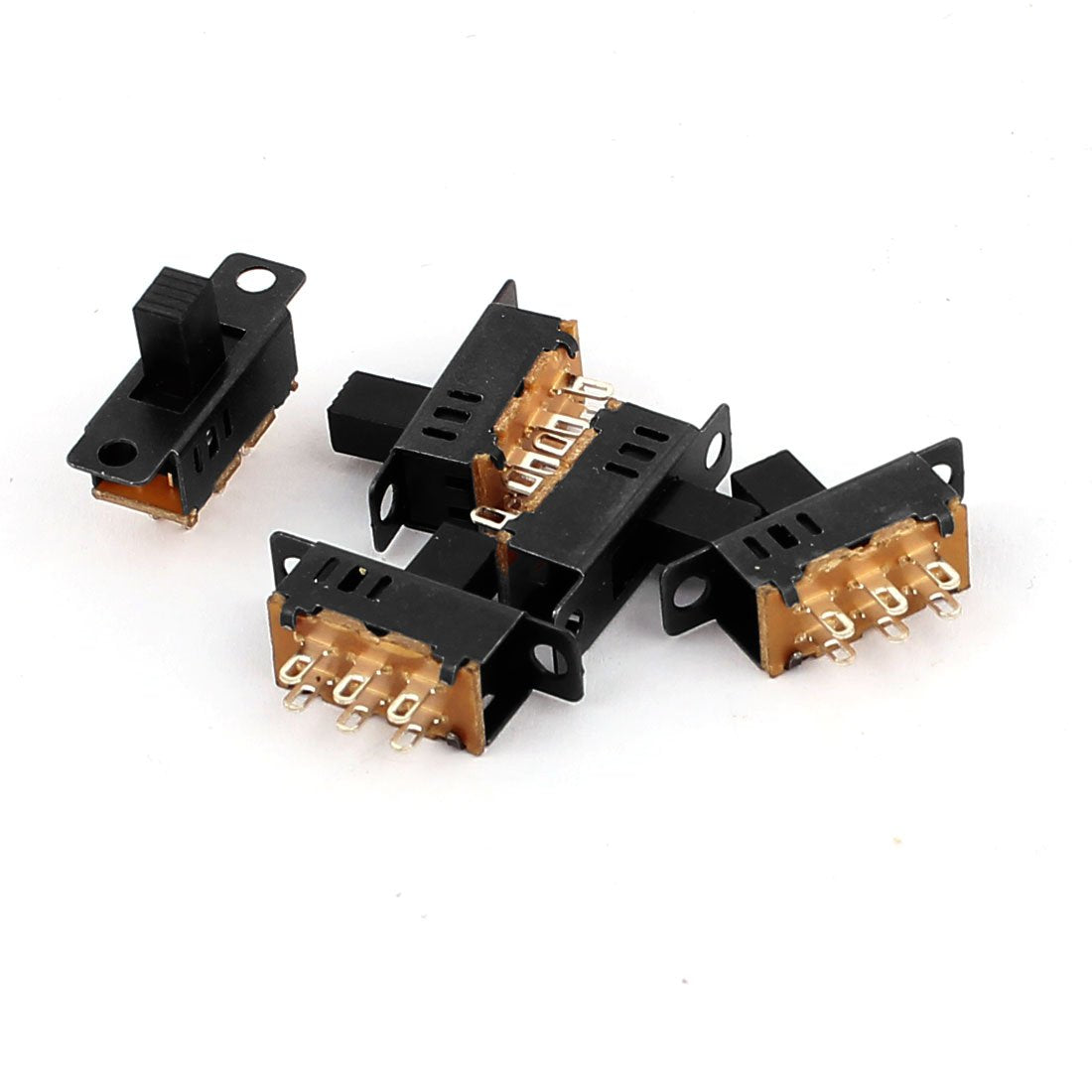 a15113000ux2416 5Pcs DPDT 3 Position 6 Terminals Panel Mount Horizontal Slide Switch, 0.3" Width, 0.93" Length