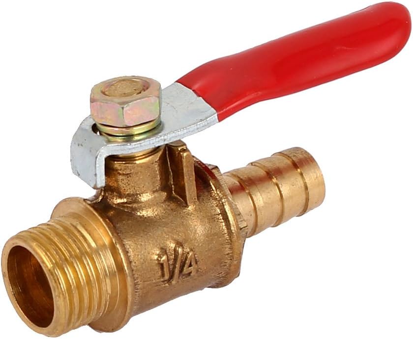 1/4 BSP Male Thread to Hose Tail Connector Gas Flow 180 Degree Rotary Lever Handle Ball Valve