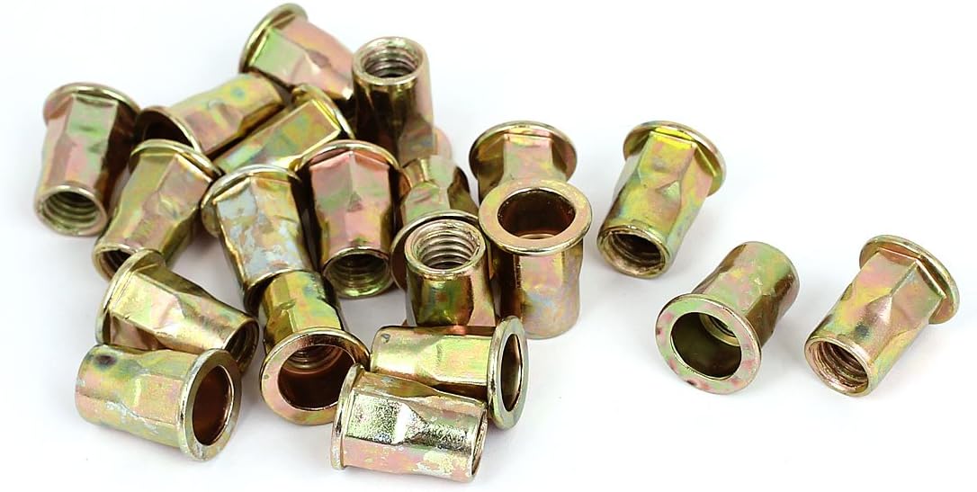 20 Pcs Carbon Steel Half Hex Body Blind Rivet Nuts M10x21mm