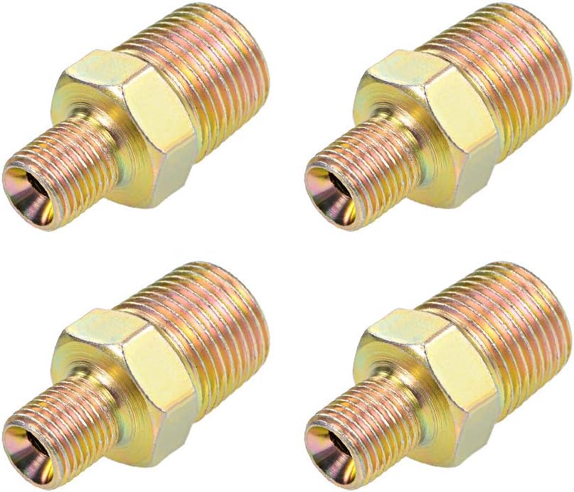 Reducing Pipe Fitting - Reducer Hex - 1/4 BSP x 1/2 PT Male Connector Zinc Finish Plating 4Pcs