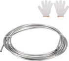 Stainless Steel Tubing Coil, 1/4" OD x 16.4 ft Industrial 304 Stainless Steel Welded Tubing with Gloves, Silver Tone 0.04"Thickness