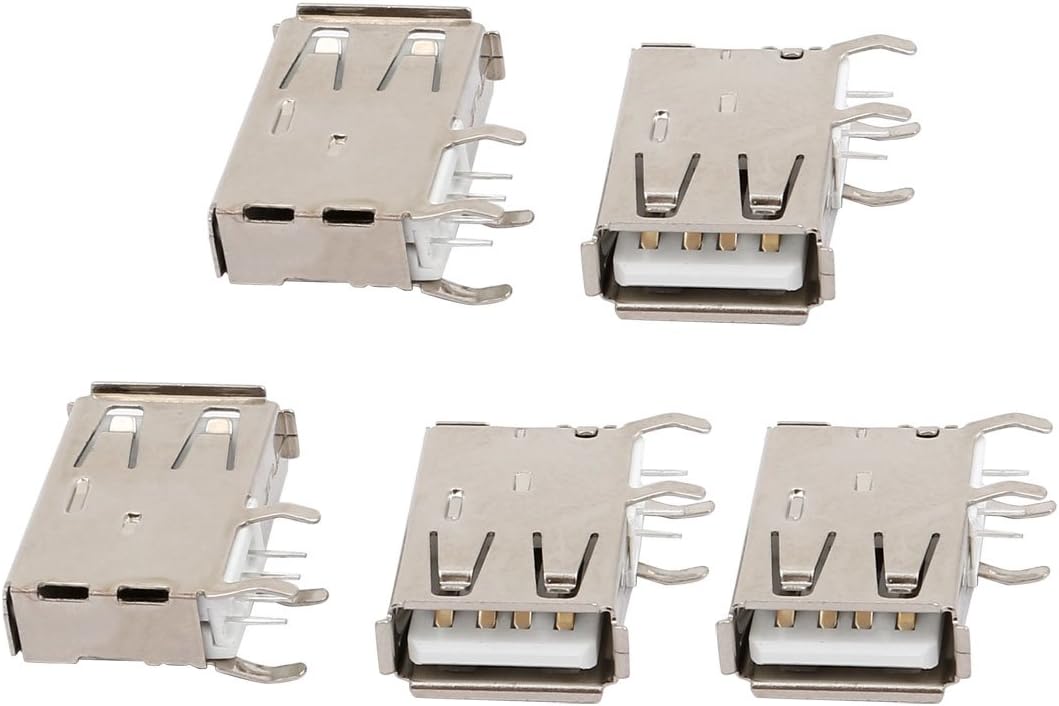5pcs USB 2.0 Type-A Female Jack 4-Terminal Side Insert PCB Socket Connector