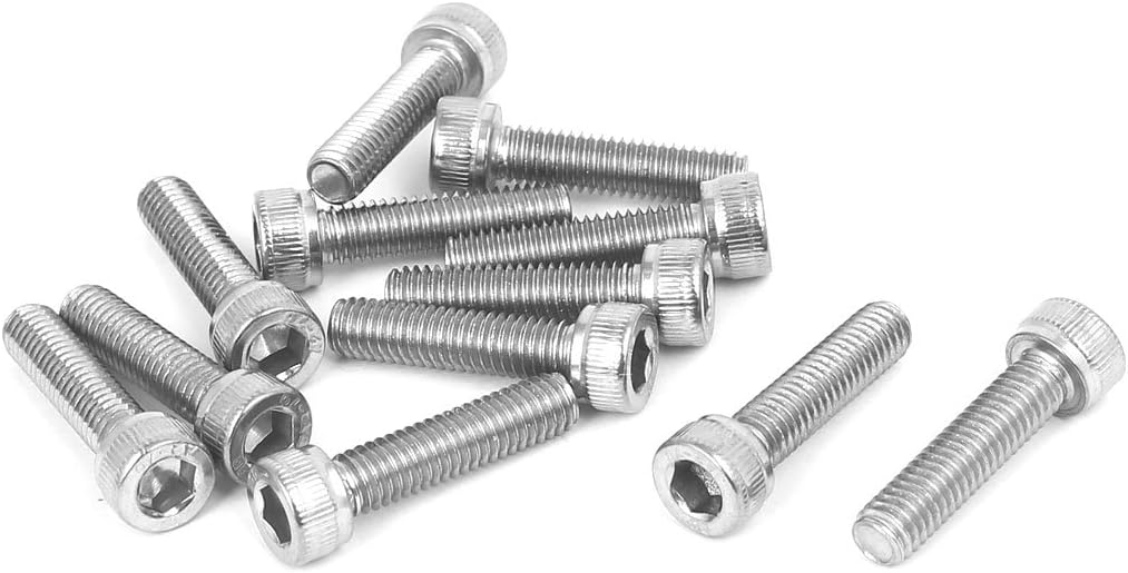 M6 x 25mm Thread 304 Stainless Steel Hex Socket Head Cap Screw Bolt DIN912 12pcs