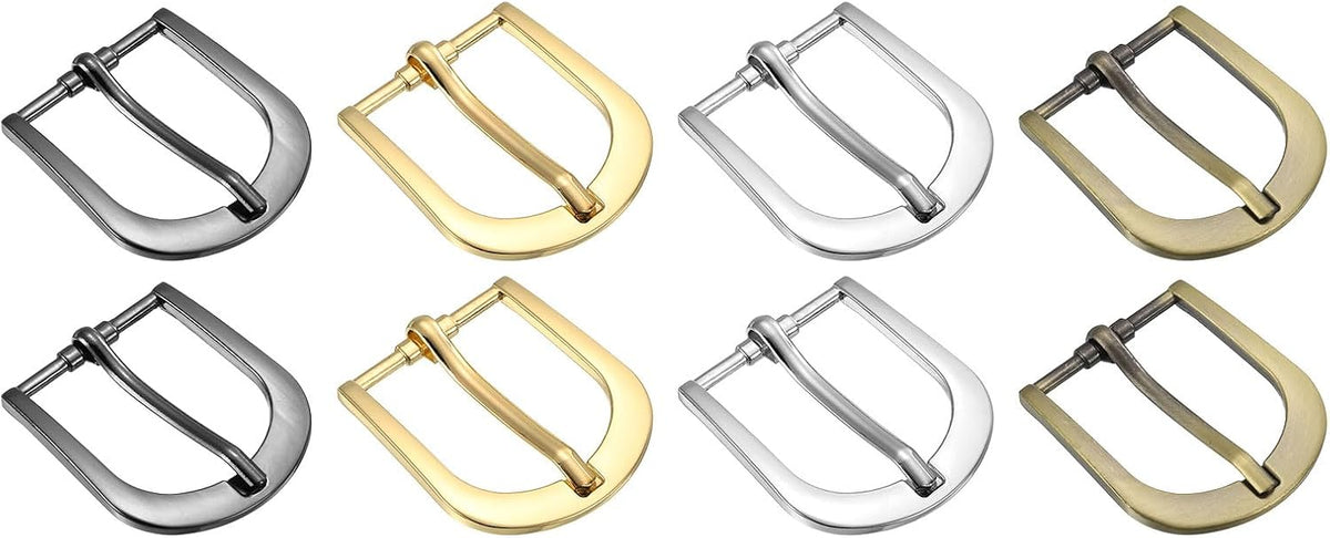 LinkMejor 8Pcs Metal Roller Buckles, 30mm - 1.18" Rectangle Single Prong Belt Buckle Center Bar Replacement Buckles for Belt Leather Jeans Accessories (4Colors, 40mm)