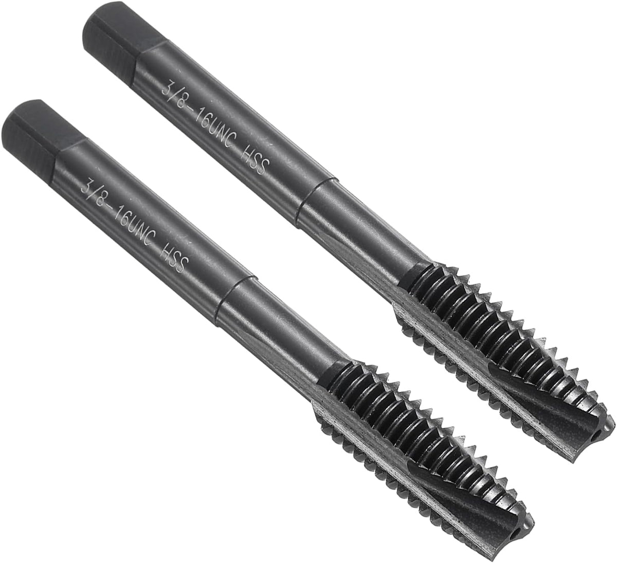 Spiral Point Thread Tap 3/8-16 UNC 2B, Nitride Coated Machine Screw Tap Tapping Bit Threading Repair Tool, M2 High-Speed Steel (HSS), 2pcs