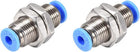Pneumatic Push to Quick Air Connect Fittings Bulkhead Union 4mm Tube OD 2Pcs