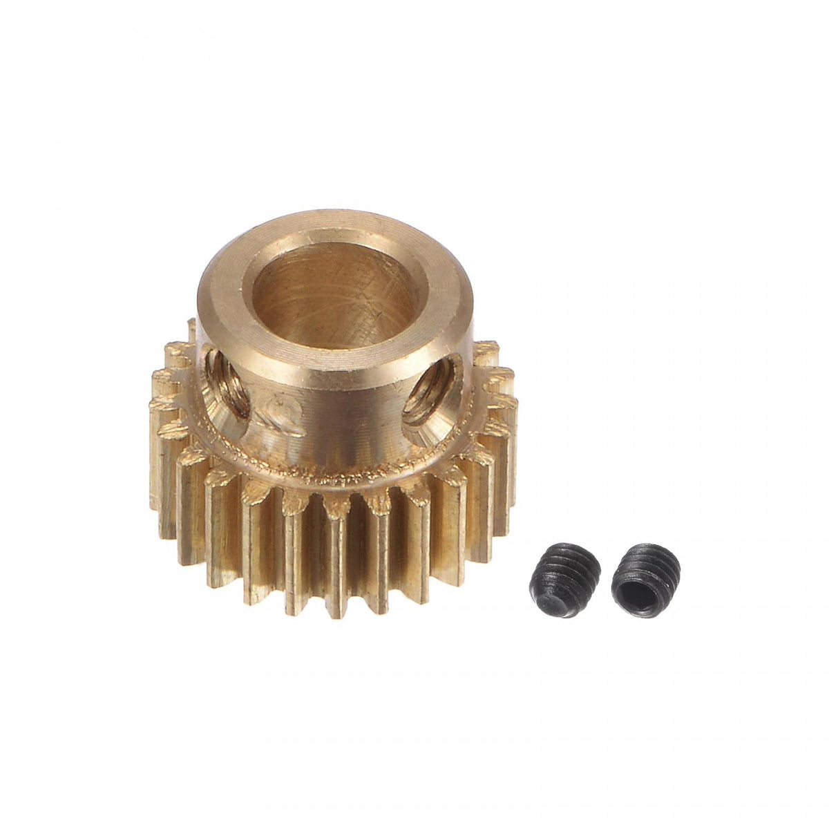 Pinion Gear Set, Brass Motor Rack Straight Spur Gear with Step, 0.5 Mod 25T 6mm Bore 13.5mm Outer Dia, M3 Set Screws Included
