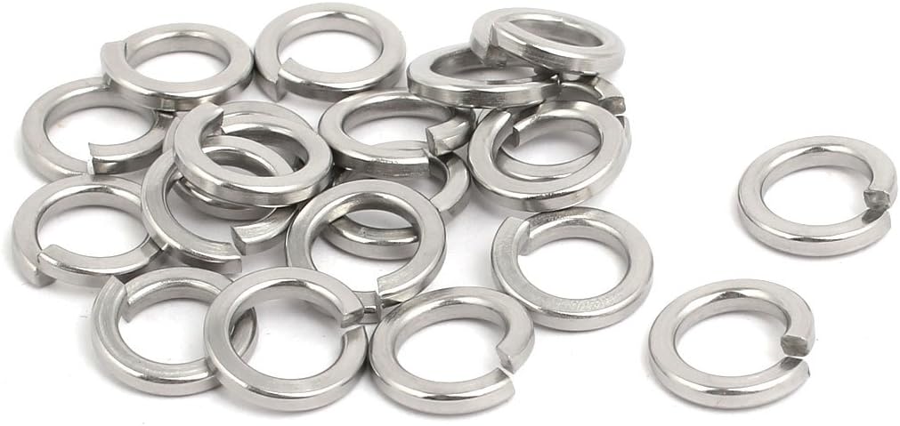 M8 304 Stainless Steel Split Lock Washer Silver Tone 20pcs