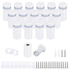 16 Pcs 15/32"x1-1/16" Standoff Screws, Stainless Steel Bathroom Mirror Wall Mounting Hardware Kit with Screws & Anchors for Acrylic Glass Sign Advertising Picture Frame, White
